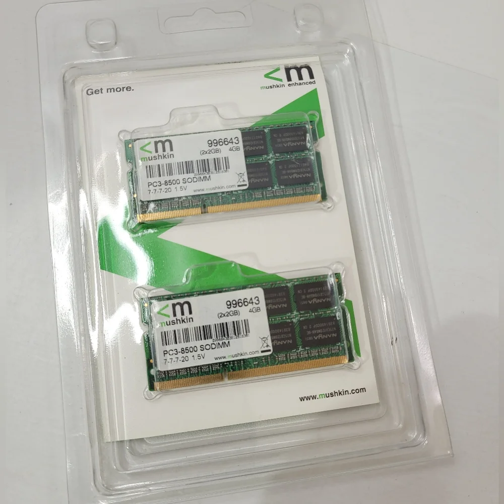 MUSHKIN ENHANCED ESSENTIALS 4GB (2X2GB) PC3-8500 SODIMM LAPTOP MEMORY 996643 NEW